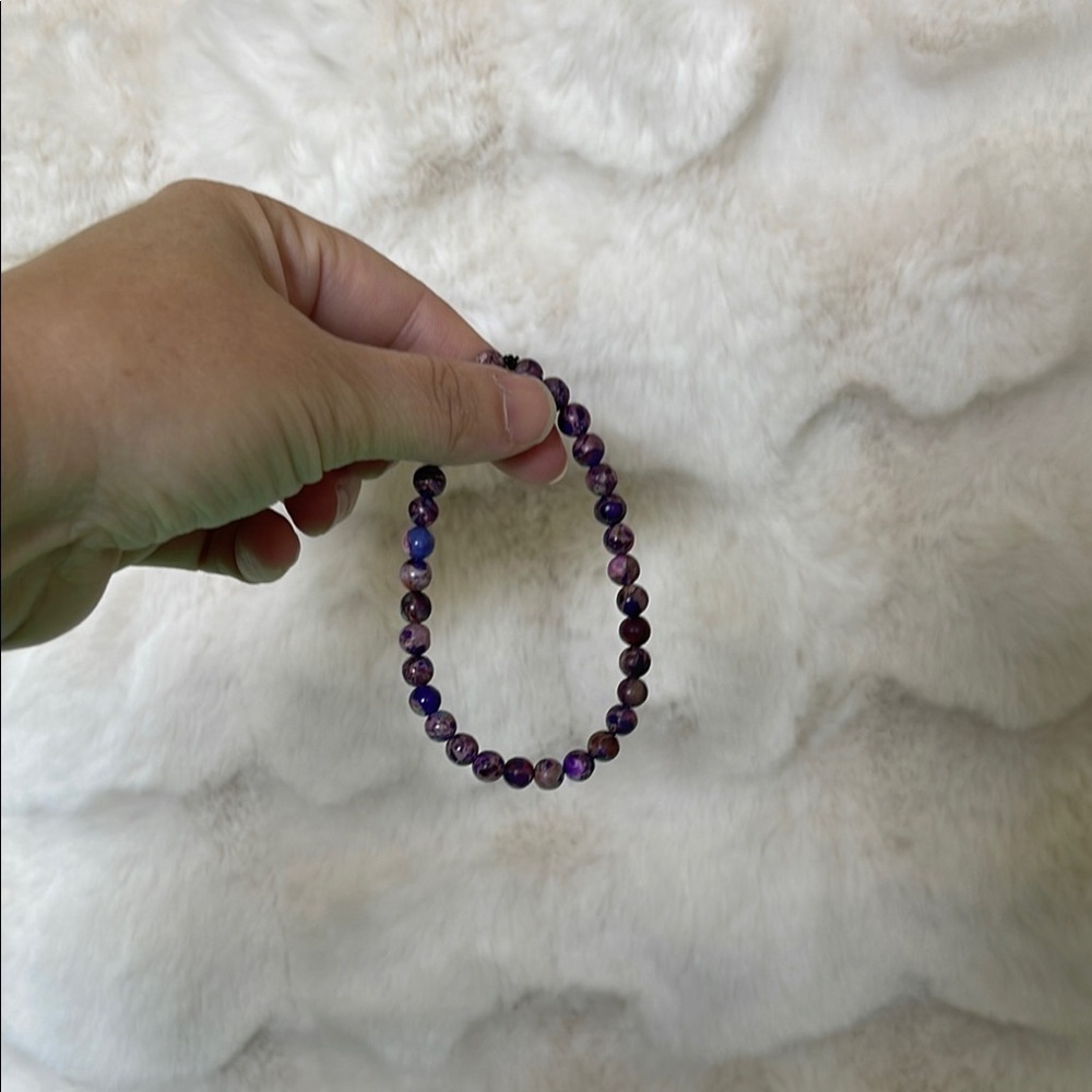 HANDCRAFTED Purple Beaded Bracelet amethyst I believe but authentic